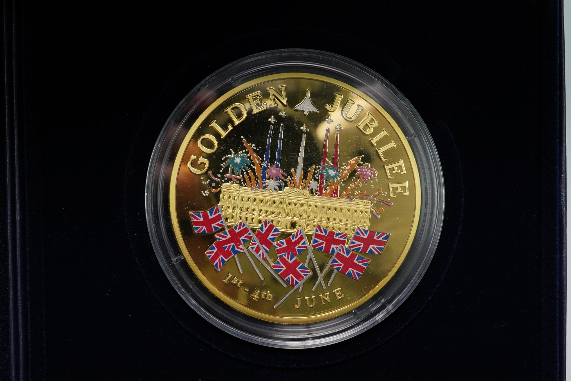 Westminster mint, three 5oz. silver commemorative medals; 2001 bicentenary of the United Kingdom, 2002 the Duke of Wellington and 2002 gold plated silver Golden Jubilee, in cases of issue with certificates